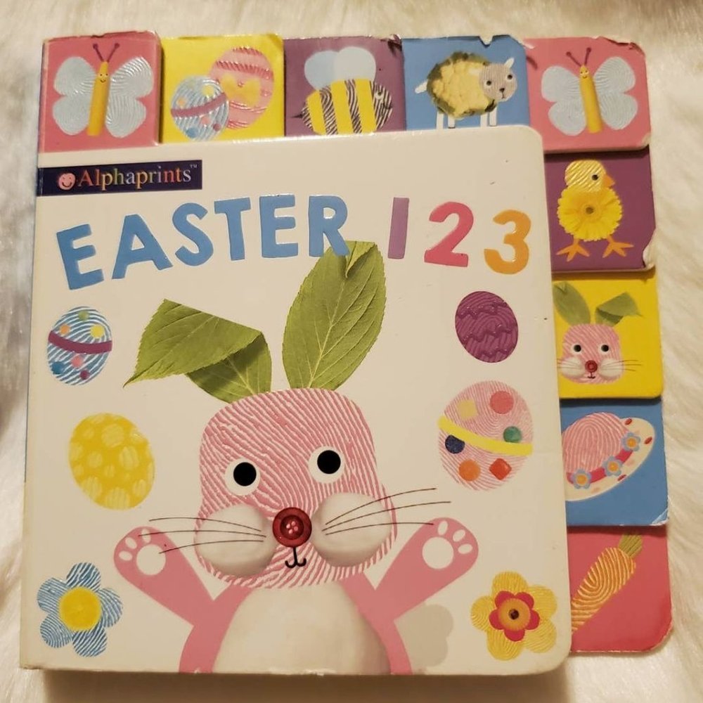 Alphaprints Easter 123 Mini Board Book Baby Toddler Bunny fingerprints Sensory
